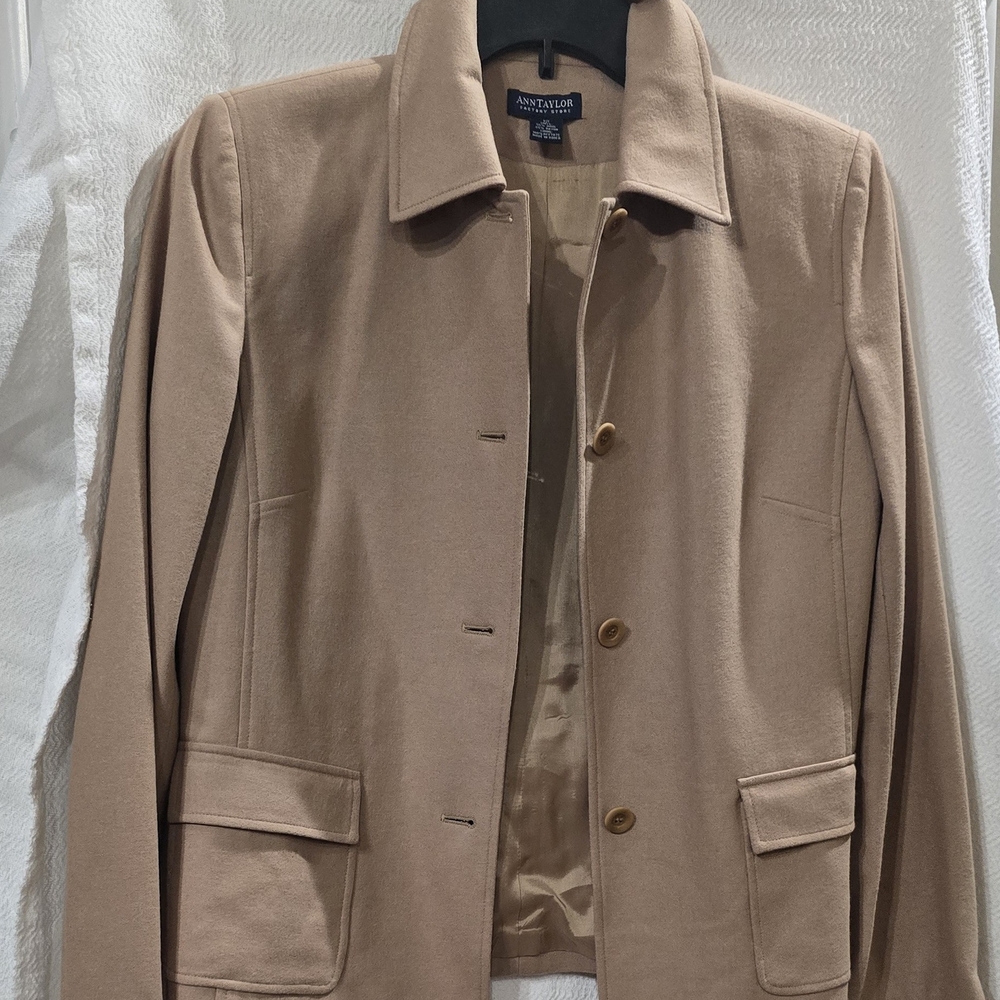 Ann Taylor Tan Blazer with Structured Shoulders